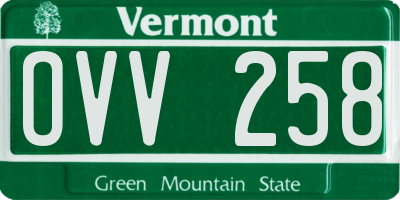 VT license plate OVV258