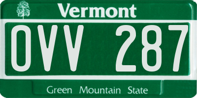 VT license plate OVV287