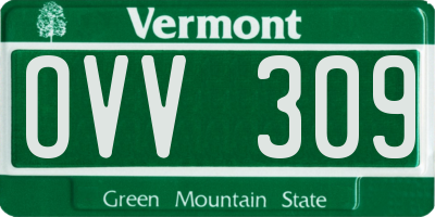 VT license plate OVV309