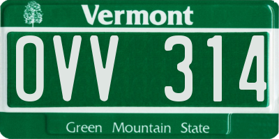 VT license plate OVV314