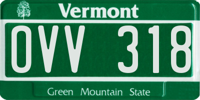 VT license plate OVV318