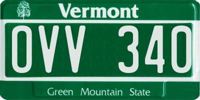 VT license plate OVV340