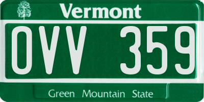 VT license plate OVV359