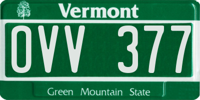 VT license plate OVV377