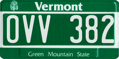 VT license plate OVV382