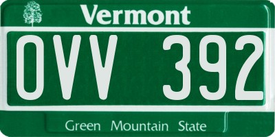 VT license plate OVV392
