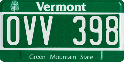 VT license plate OVV398