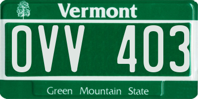 VT license plate OVV403