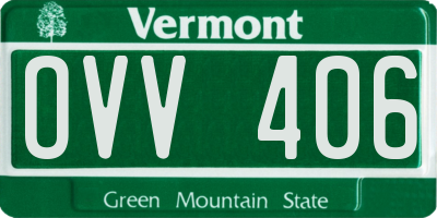 VT license plate OVV406