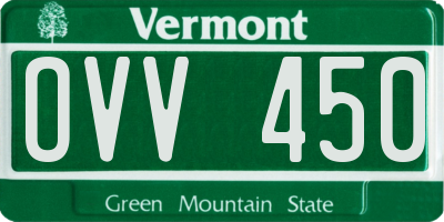 VT license plate OVV450