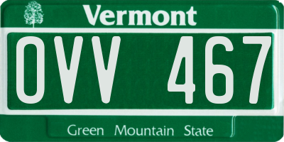 VT license plate OVV467