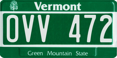 VT license plate OVV472