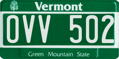 VT license plate OVV502