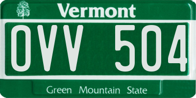 VT license plate OVV504