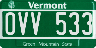 VT license plate OVV533