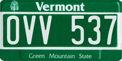 VT license plate OVV537
