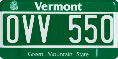 VT license plate OVV550
