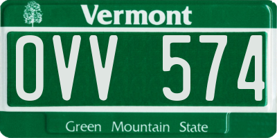 VT license plate OVV574