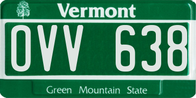 VT license plate OVV638