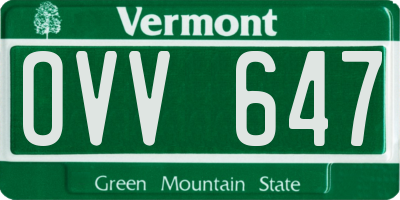 VT license plate OVV647