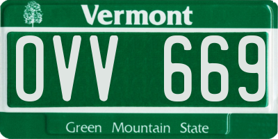 VT license plate OVV669