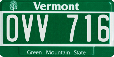VT license plate OVV716