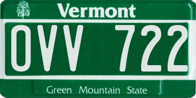 VT license plate OVV722