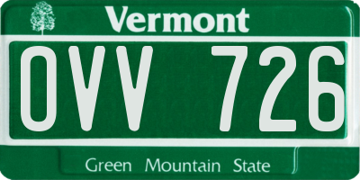 VT license plate OVV726