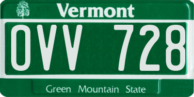 VT license plate OVV728