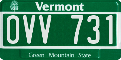 VT license plate OVV731