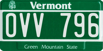 VT license plate OVV796