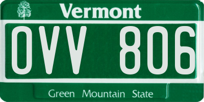 VT license plate OVV806