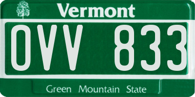 VT license plate OVV833