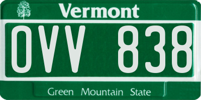 VT license plate OVV838