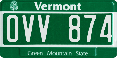VT license plate OVV874