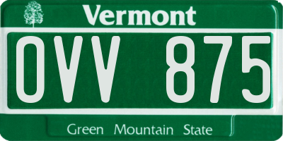 VT license plate OVV875