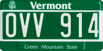 VT license plate OVV914