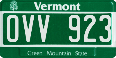 VT license plate OVV923