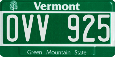 VT license plate OVV925