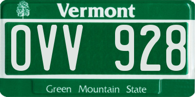 VT license plate OVV928