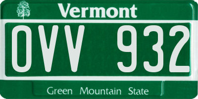 VT license plate OVV932