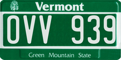 VT license plate OVV939