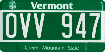 VT license plate OVV947