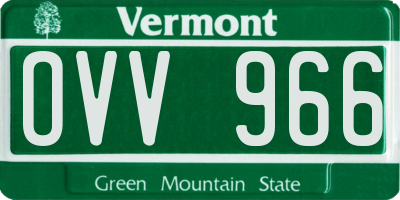 VT license plate OVV966