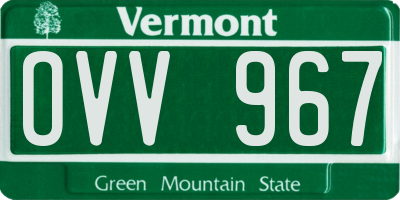 VT license plate OVV967