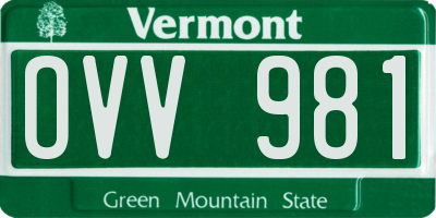 VT license plate OVV981
