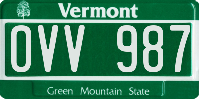VT license plate OVV987