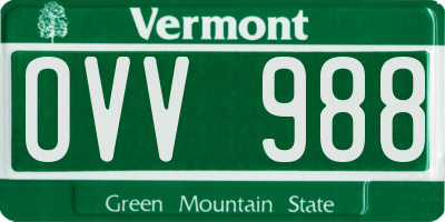 VT license plate OVV988