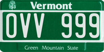 VT license plate OVV999