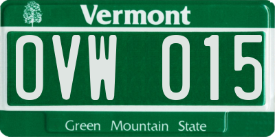 VT license plate OVW015